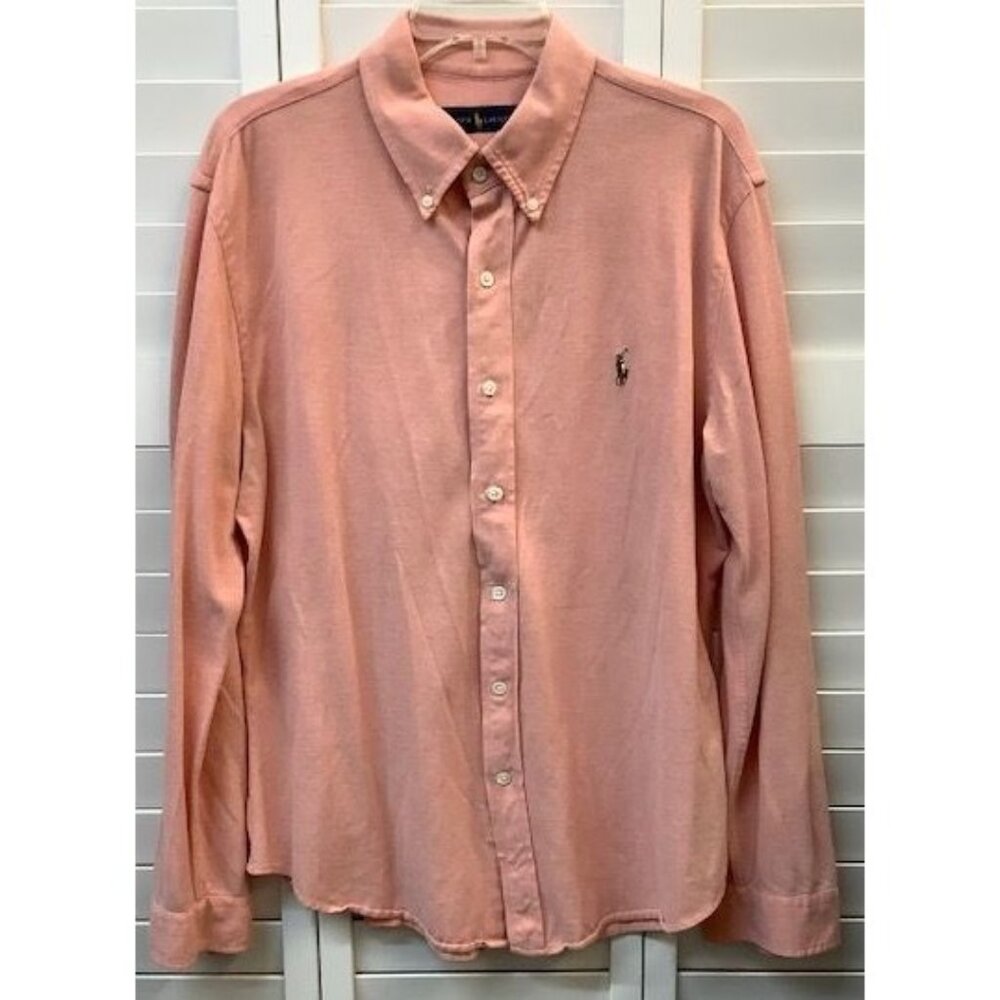 Ralph Lauren Mens XL‎ Pink Button-Up Shirt Long Sleeve Cotton